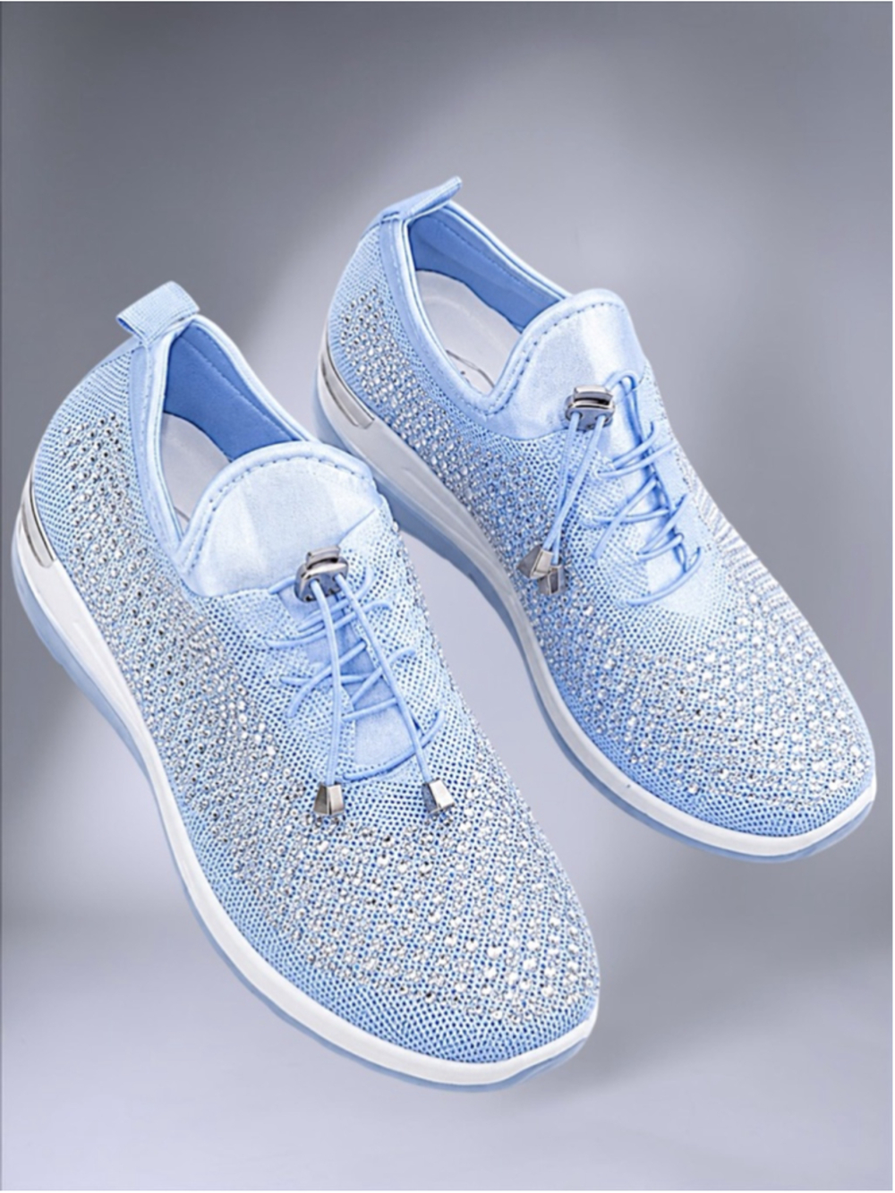 New Atalina Harper “Summeri” Light Blue Rhinestone Sneakers – Women’s Size 9 - Picture 2 of 8
